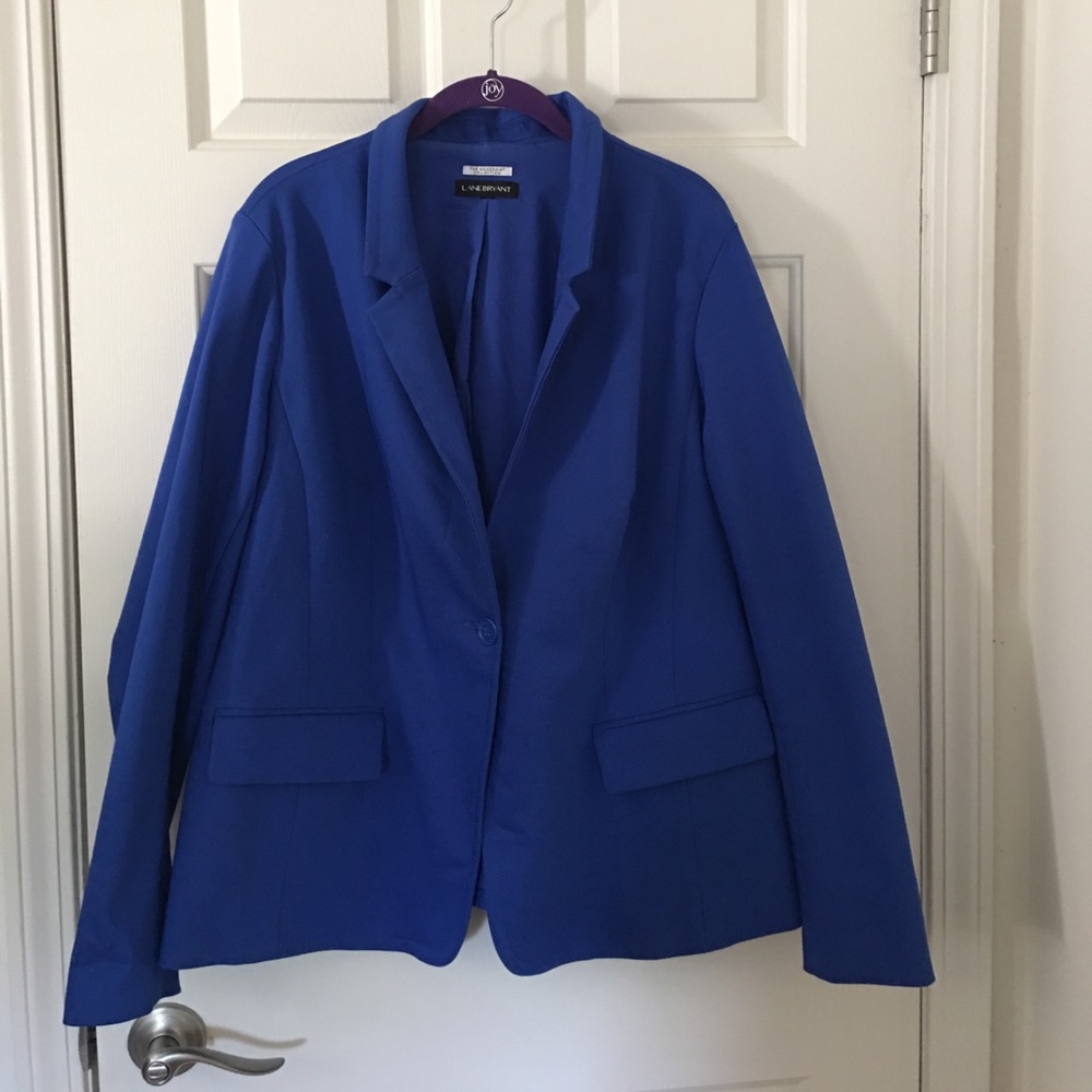 Chic Lane Bryant One Button Blazer in Blue Color